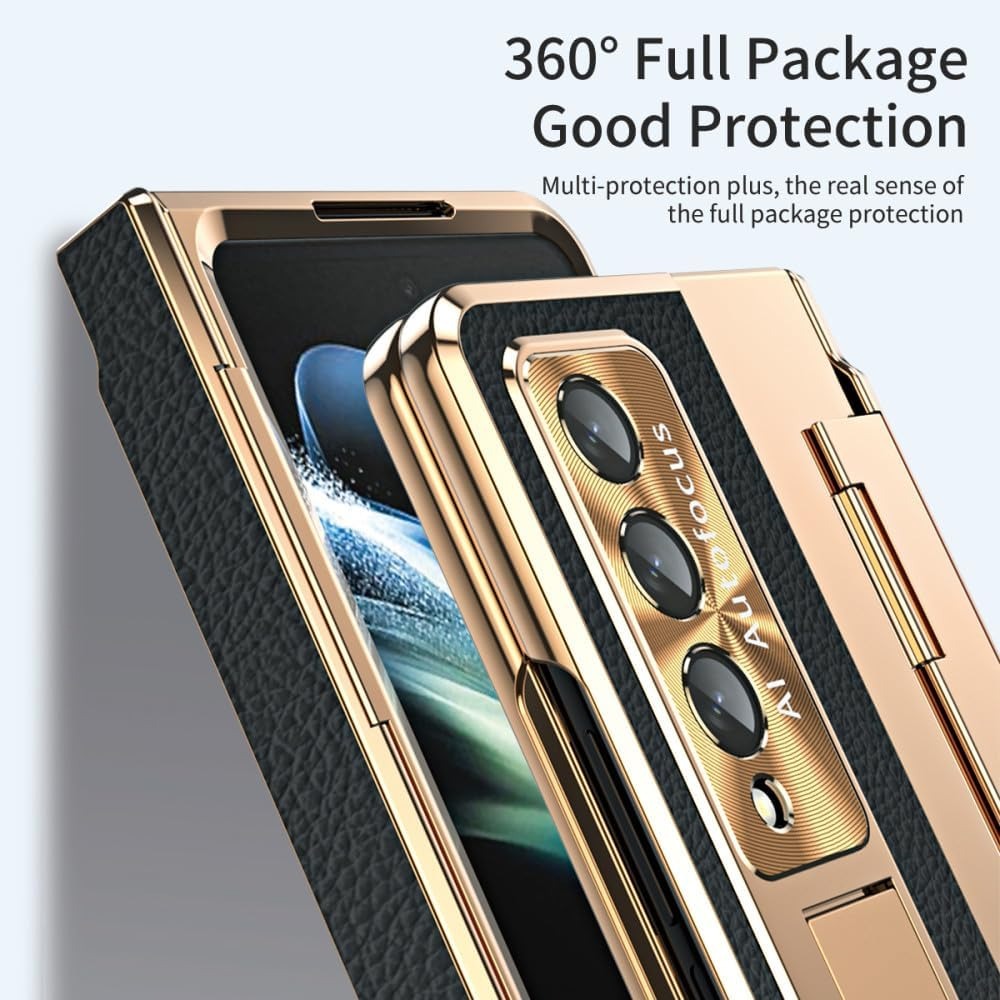 Samsung Galaxy Z Fold Series Elegant Plating Leather Stand Case