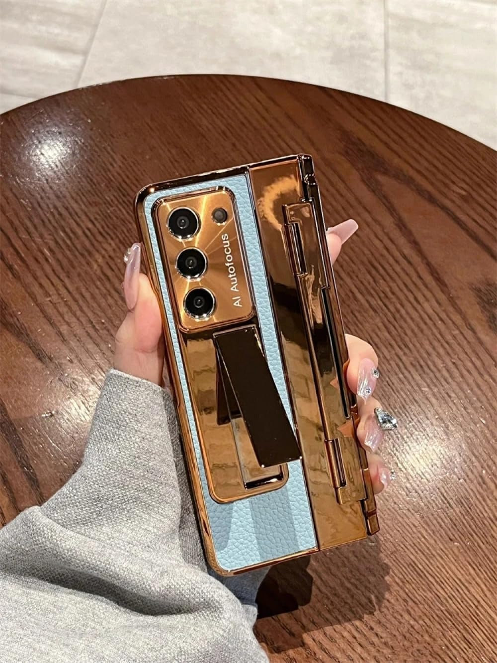 Samsung Galaxy Z Fold Series Elegant Plating Leather Stand Case