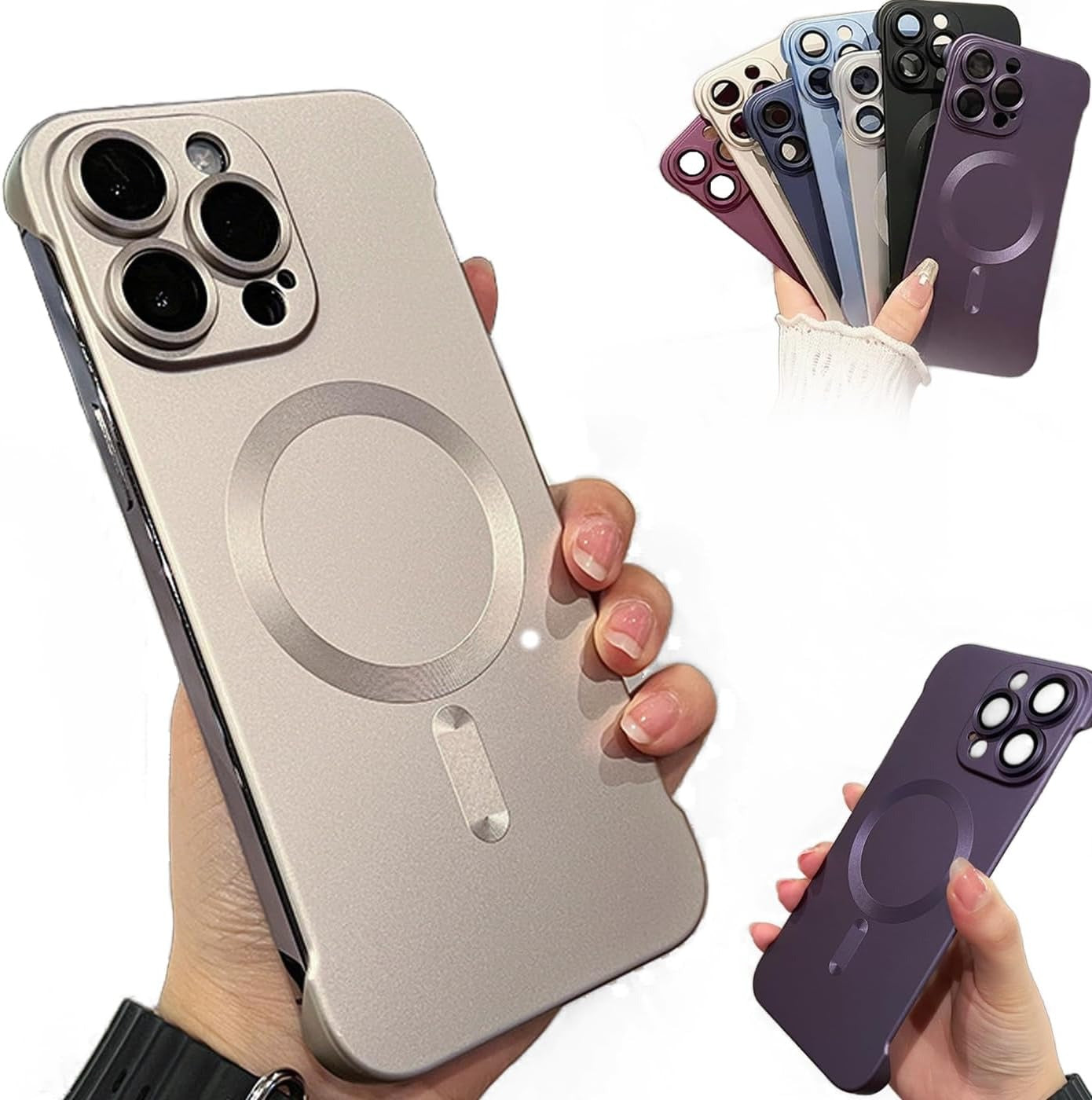 Slim Frameless Magnetic Phone Case for iPhone Frosted Texture Ultimate Simple Beauty