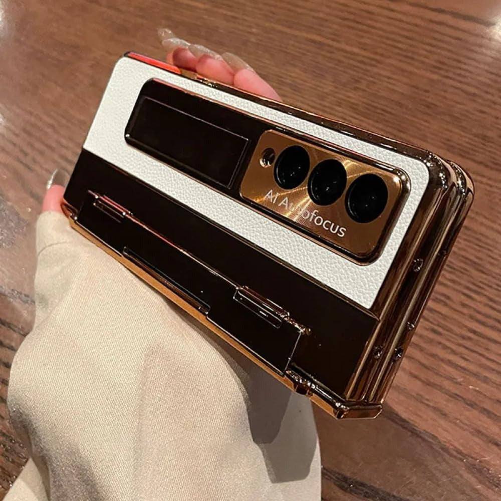 Samsung Galaxy Z Fold Series Elegant Plating Leather Stand Case