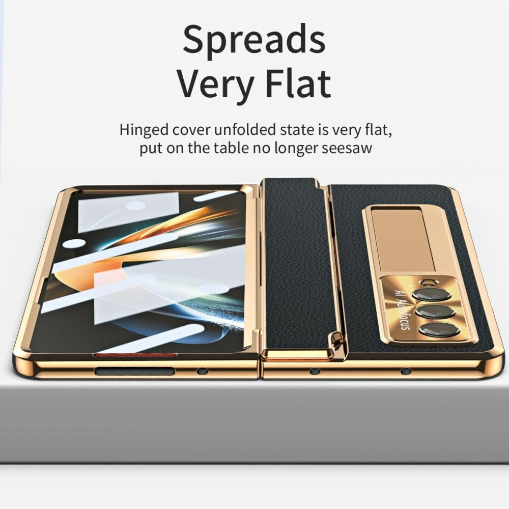 Samsung Galaxy Z Fold Series Elegant Plating Leather Stand Case