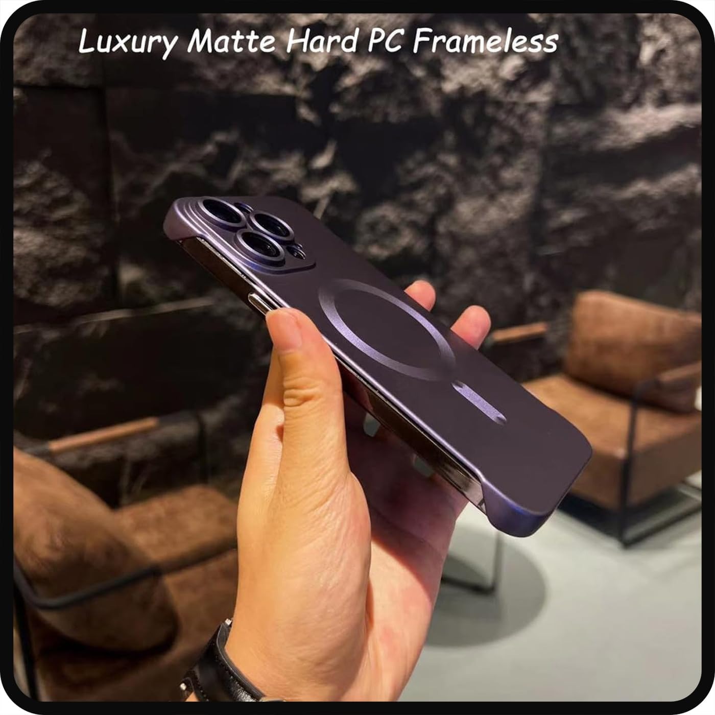 Slim Frameless Magnetic Phone Case for iPhone Frosted Texture Ultimate Simple Beauty