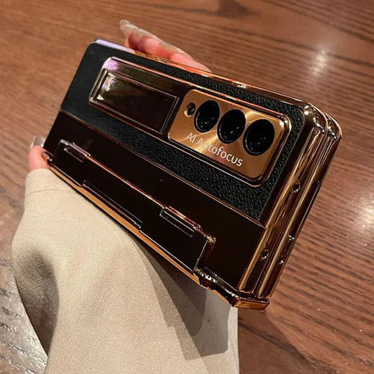 Samsung Galaxy Z Fold Series Elegant Plating Leather Stand Case