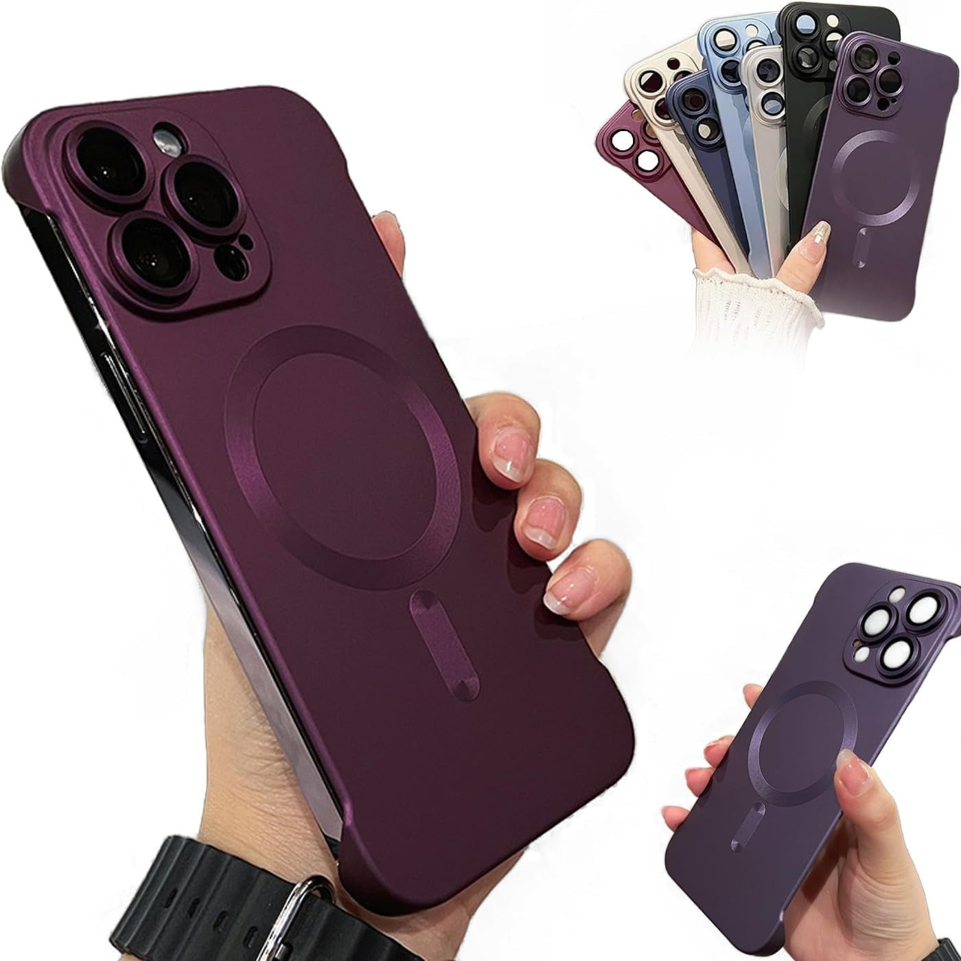 Slim Frameless Magnetic Phone Case for iPhone Frosted Texture Ultimate Simple Beauty