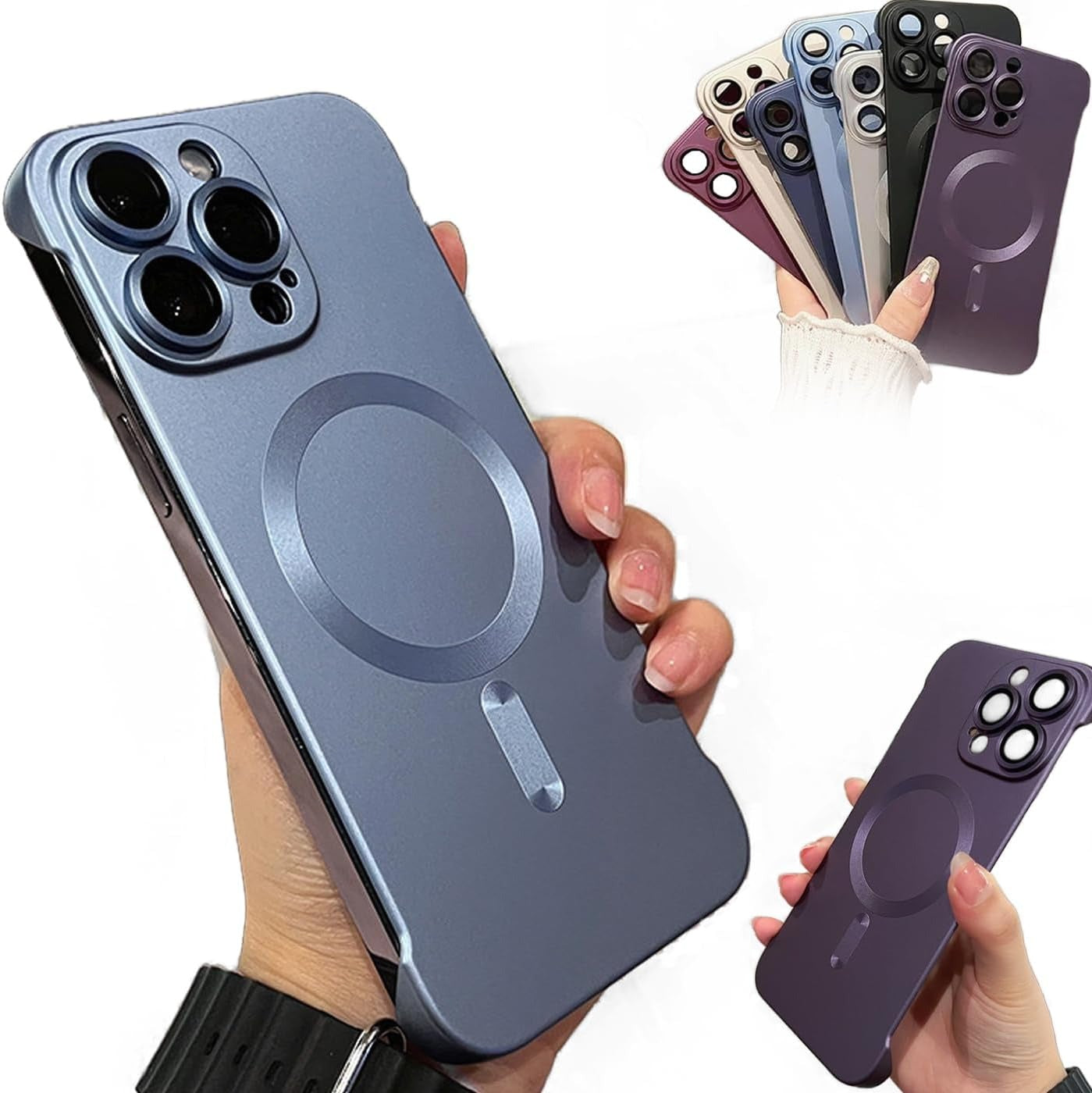 Slim Frameless Magnetic Phone Case for iPhone Frosted Texture Ultimate Simple Beauty