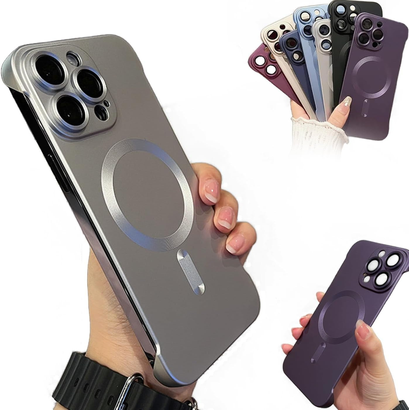 Slim Frameless Magnetic Phone Case for iPhone Frosted Texture Ultimate Simple Beauty