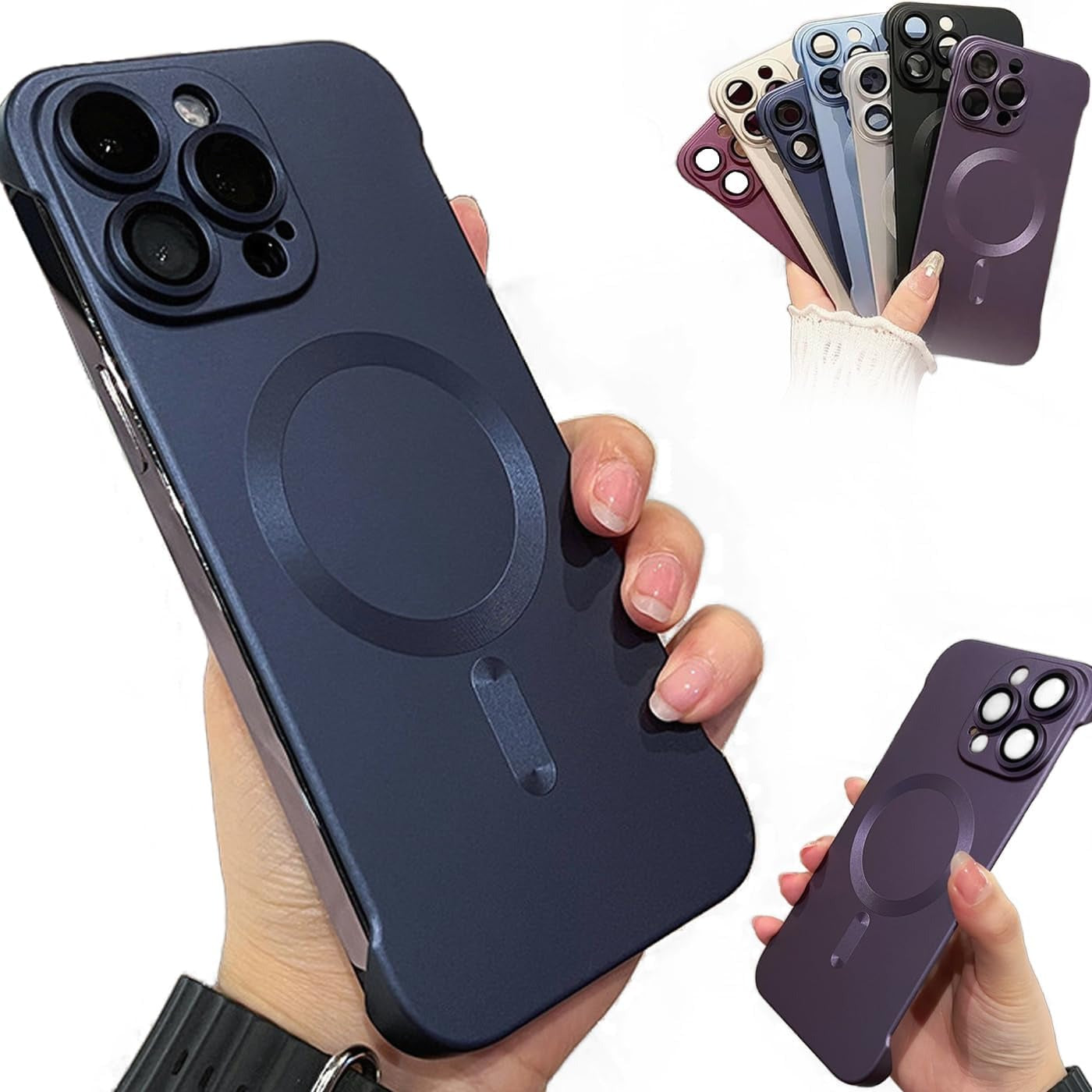 Slim Frameless Magnetic Phone Case for iPhone Frosted Texture Ultimate Simple Beauty