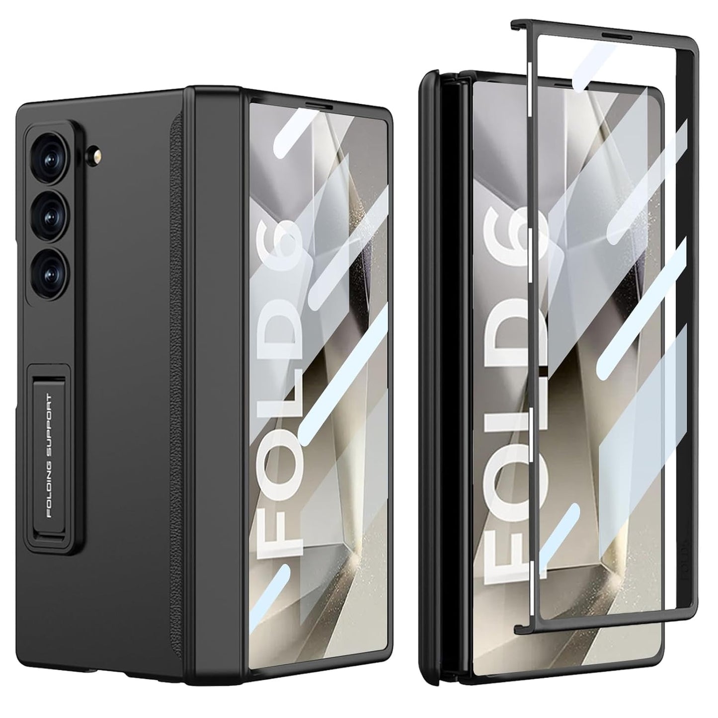 Galaxy Z Fold Magnetic Hinge Case with Screen Protector Kickstand