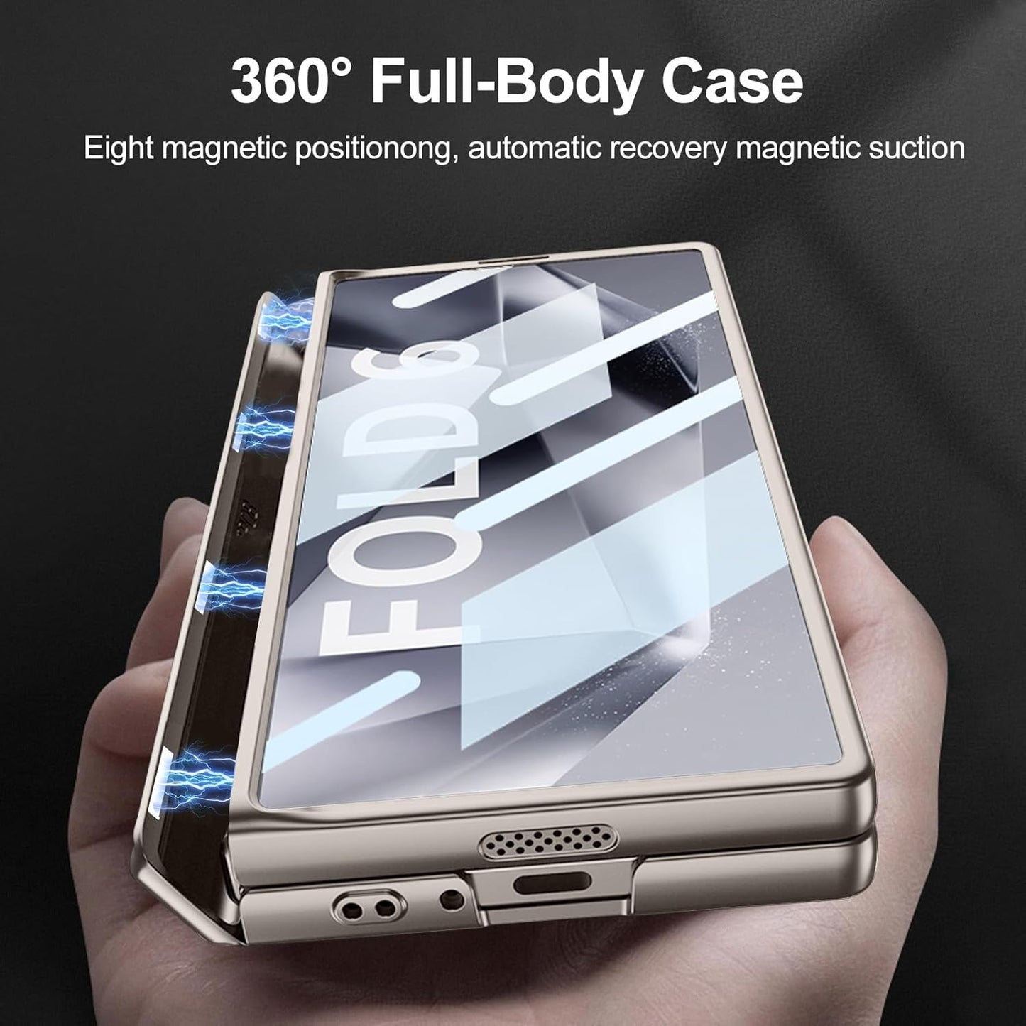 Galaxy Z Fold Magnetic Hinge Case with Screen Protector Kickstand