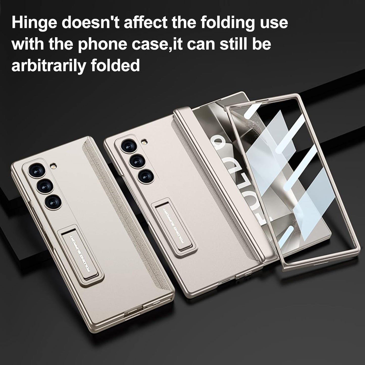 Galaxy Z Fold Magnetic Hinge Case with Screen Protector Kickstand
