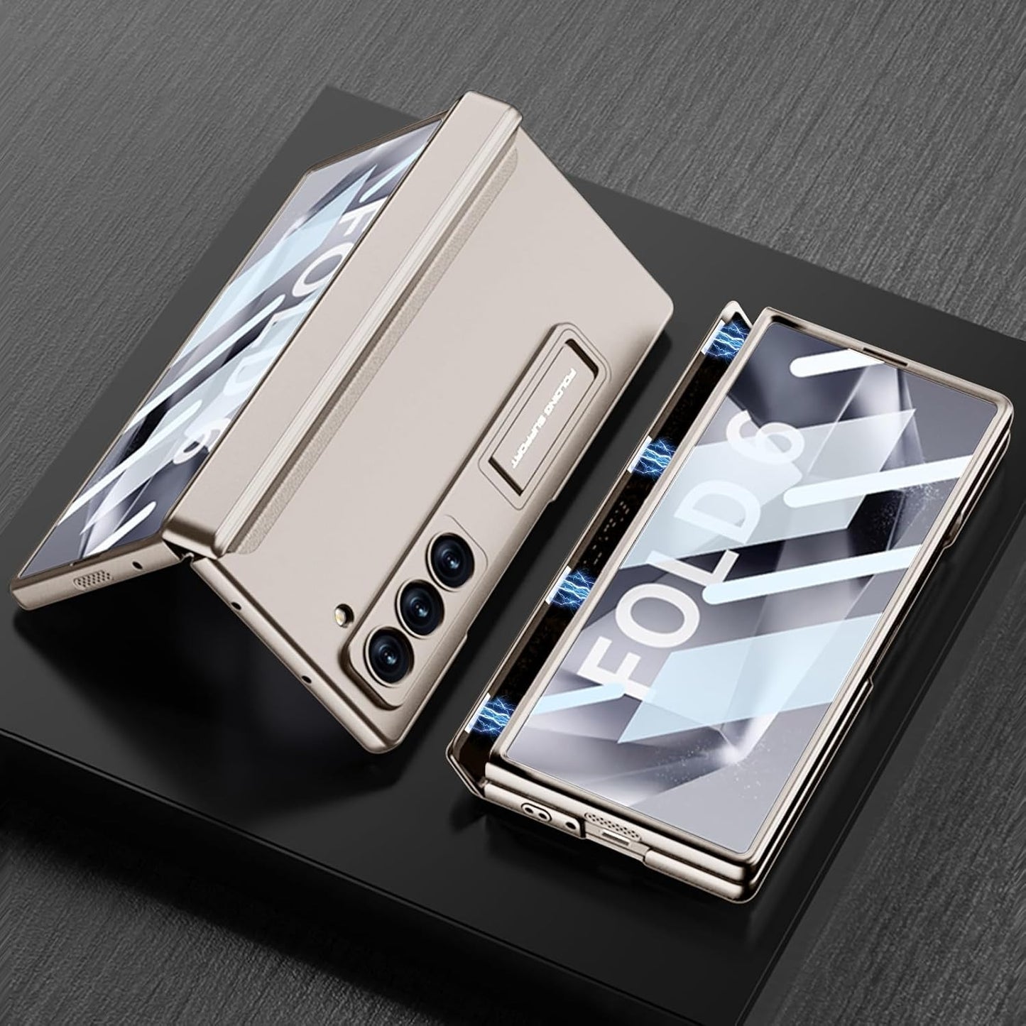 Galaxy Z Fold Magnetic Hinge Case with Screen Protector Kickstand