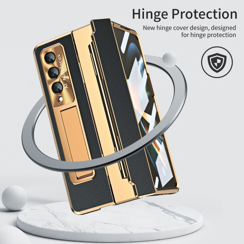 Samsung Galaxy Z Fold Series Elegant Plating Leather Stand Case
