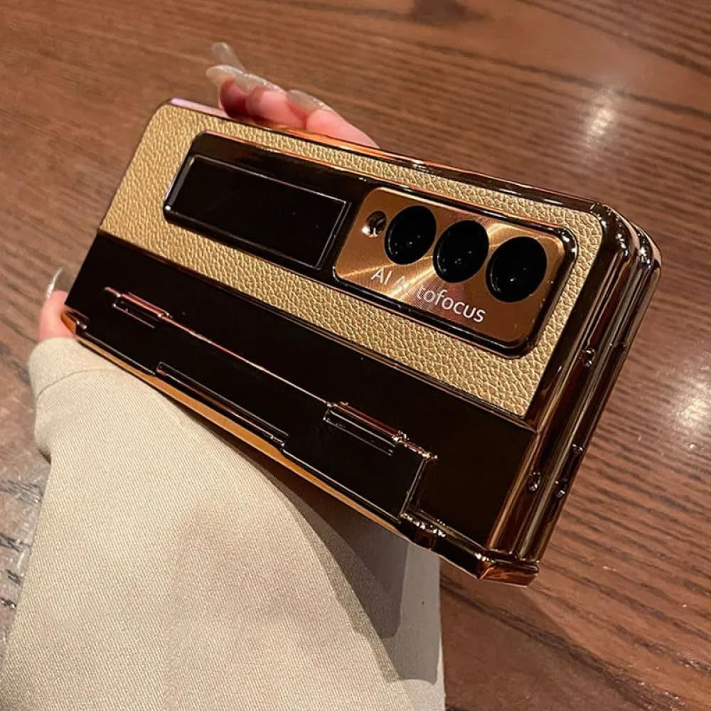 Samsung Galaxy Z Fold Series Elegant Plating Leather Stand Case