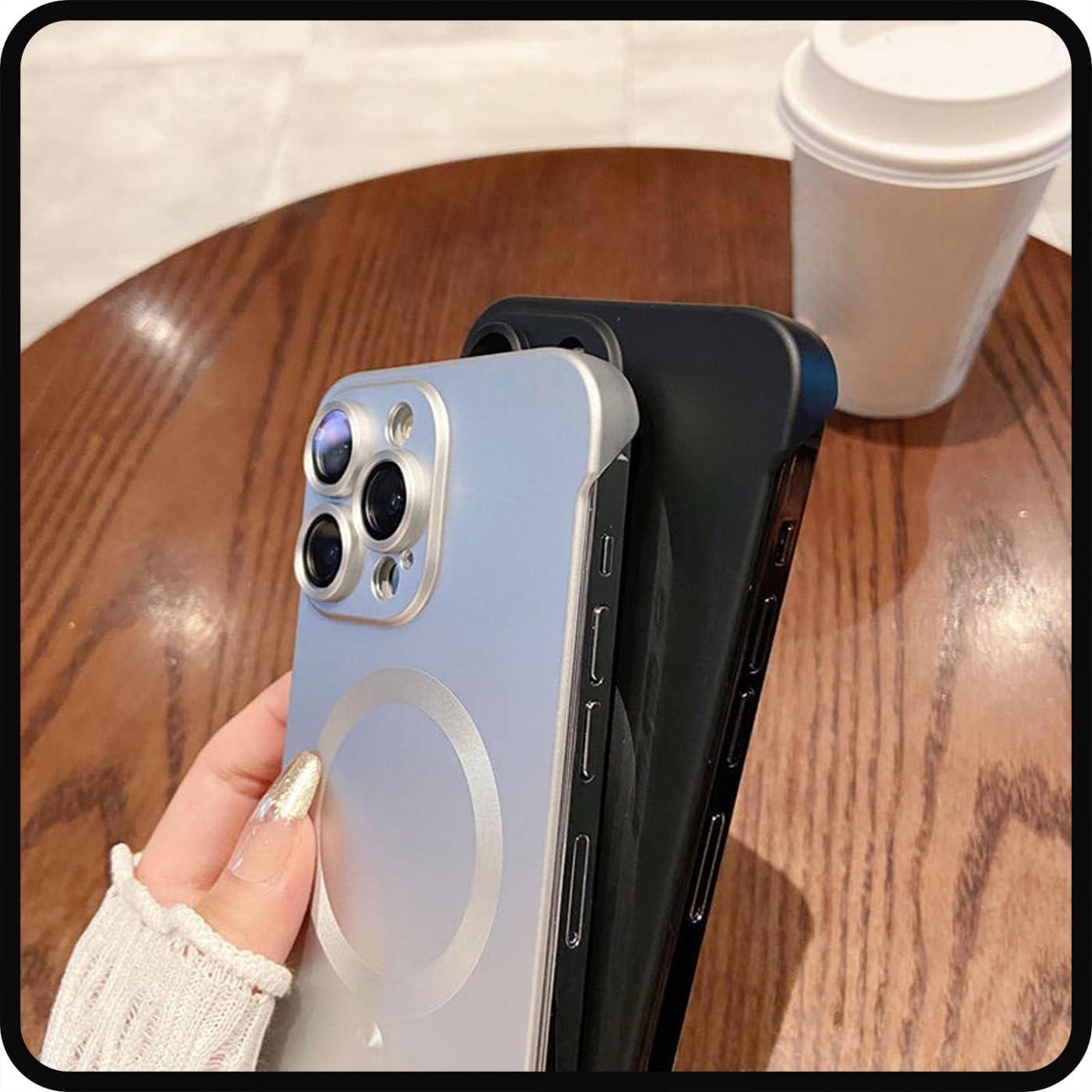 Slim Frameless Magnetic Phone Case for iPhone Frosted Texture Ultimate Simple Beauty